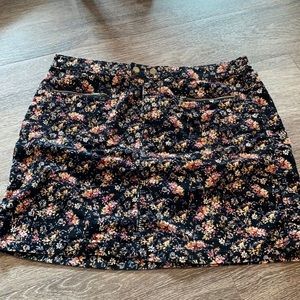 Floral corduroy skirt